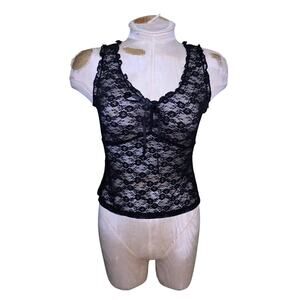 Brandy Melville black lacey Malena tank top Size Small‎